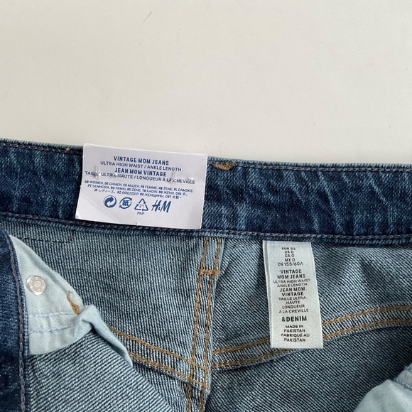 H&M Women’s Vintage Mom Jeans Sz 0 Blue Loose Fit High Waist Ankle Denim Classic - Picture 3 of 11